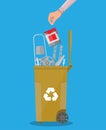 Trash recycle bin for garbage full of metal things Royalty Free Stock Photo