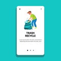 Trash Recycle And Disposal Doing Young Man Vector