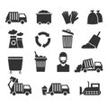 Trash recycle garbage waste vector icons