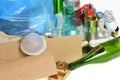 Trash for recycling with, glass bottles, cans, plastic bottle an Royalty Free Stock Photo