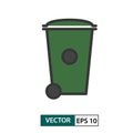 Trash rubbish wheelie bin icon. Colour style. Vector illustration EPS 10