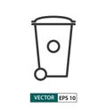 Trash rubbish wheelie bin icon. Outline style. Vector illustration EPS 10