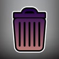 Trash sign illustration. Vector. Violet gradient icon with black Royalty Free Stock Photo