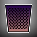 Trash sign illustration. Vector. Violet gradient icon with black Royalty Free Stock Photo