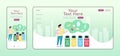 Trash sorting adaptive landing page flat color vector template Royalty Free Stock Photo