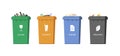 Trash sorting containers. Paper, glass, plastic and organic garbage in colourful bins for recycling. Rubbish dustbin set Royalty Free Stock Photo