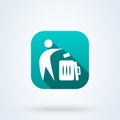 Trash and Tidy man symbol. Simple vector modern icon design illustration