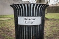 Trash timber litter bin Bruscar in a public park Royalty Free Stock Photo