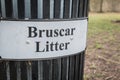 Trash timber litter bin Bruscar in a public park Royalty Free Stock Photo