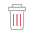 Trash thin line color vector icon