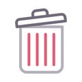 Trash thin color line vector icon