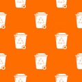 Trash wheelie bin pattern vector orange