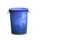 Trashcan blue plastic recycle bin isolated on white background and clipping path