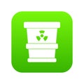 Trashcan containing radioactive waste icon digital green