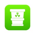 Trashcan containing radioactive waste icon digital green