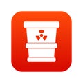 Trashcan containing radioactive waste icon digital red