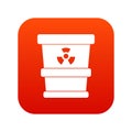 Trashcan containing radioactive waste icon digital red