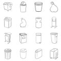 Trashcan icons set vector outline