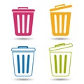 Trashcan Set - Colorful Vector Icons - Isolated On White