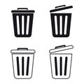 Trashcan Set - Vector Illustration - Isolated On White Royalty Free Stock Photo