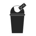 Trashcan vector icon.Black vector icon isolated on white background trashcan.