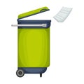 Trashcan vector icon.Cartoon vector icon isolated on white background trashcan.