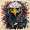 Trashy Eagle Poster With Bold Lithographic Style And Dark Beige And Blue Tones