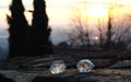 Two trasparent quartz at the sunset Royalty Free Stock Photo