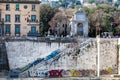 Trastevere. Bank of the Tiber, murals and Trilussa Square. Rome, Italy Royalty Free Stock Photo