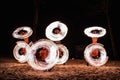 Blur motion of Fire dancer on kohkood island in low season travel