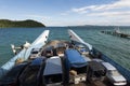 Trat, Thailand - November 2, 2016: Koh Chang Ferry leaving for Mainland Trat, vehicles on board