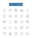 Trattoria line icons signs set. Design collection of Restaurant, Italian, Pizza, Pasta, Cuisine, Trattoria, Lunch