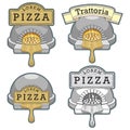 Trattoria pizza oven emblem design vector