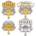 Trattoria pizza oven emblem design vector