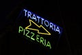 Trattoria and pizzeria neon sign