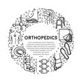 Trauma or injury rehabilitation, orthopedics line icons emblem or poster