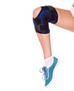 Trauma of knee in brace. Royalty Free Stock Photo