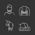 Trauma treatment chalk icons set