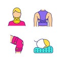 Trauma treatment color icons set