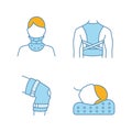 Trauma treatment color icons set