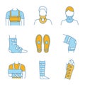 Trauma treatment color icons set