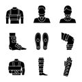 Trauma treatment glyph icons set