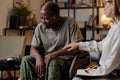 Traumatized African American Soldier with PTSD at Private Therapy Session