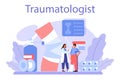 Traumatologist and trauma surgery doctor. Injured limb, broken bone