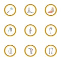 Traumatology and orthopedic icons set, cartoon style