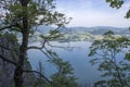 Traunsee lake with Alps seen from hill Kleiner Schonberg. Austria landscape