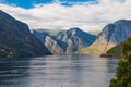 Traval on Large Cruise ship from the port of Flam to Stavanger, in sunny summer day, Norway.