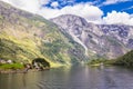 Traval on Large Cruise ship from the port of Flam to Stavanger, in sunny summer day, Norway.