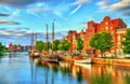 The Trave River in Lubeck - Germany Royalty Free Stock Photo
