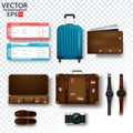 Travel accessories prepared for the trip on white background. Preparing for the trip, Travel accessorieson transparent Background